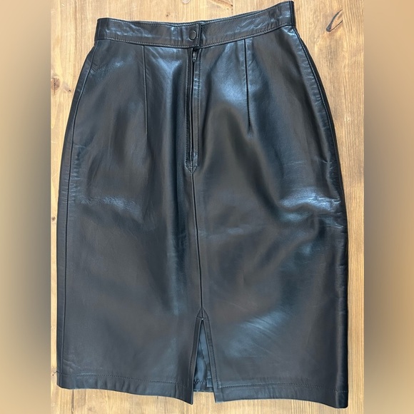 Vintage 80’s 90’s Maxima For Ann Taylor Black Leather Pencil Skirt Size 6 - Picture 10 of 12